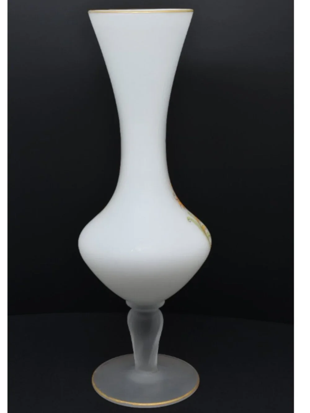 Vintage Frosted White Glass Vase with Boho Accents, 1960-1970s